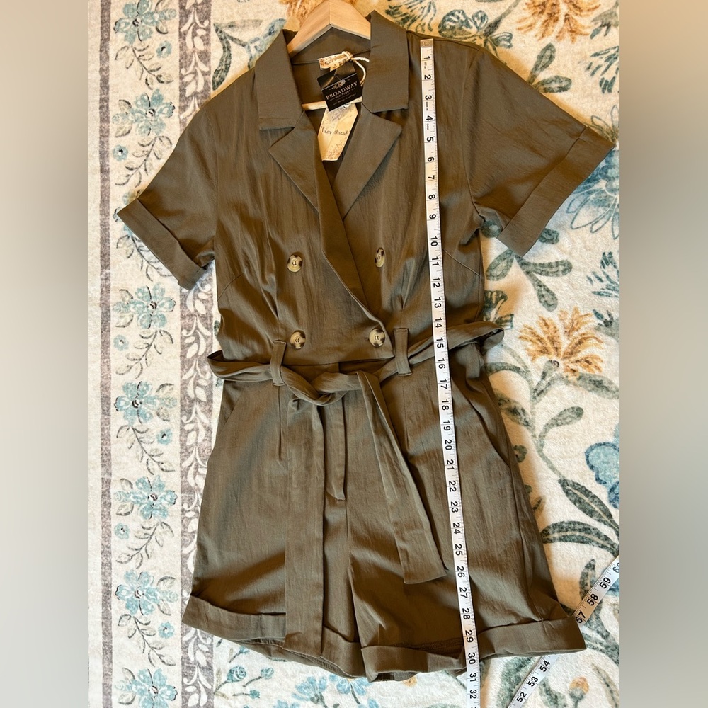 Hem & Thread Olive Green Short Sleeve Romper - Picture 13 of 16
